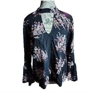 Abound Blouse Cold Keyhole Floral Size Medium